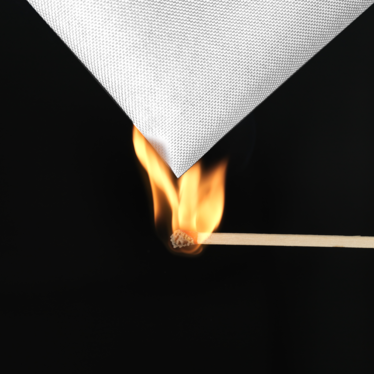 Flame-retardant Ecotent® fabric being tested.