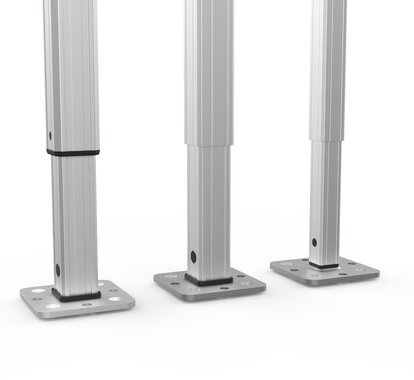 Comparison of the three Ecotent® folding gazebo series E1, E2 and E3 with different aluminium profiles.