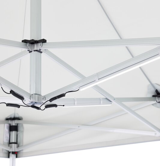 LED lighting inside the Ecotent® folding gazebo.